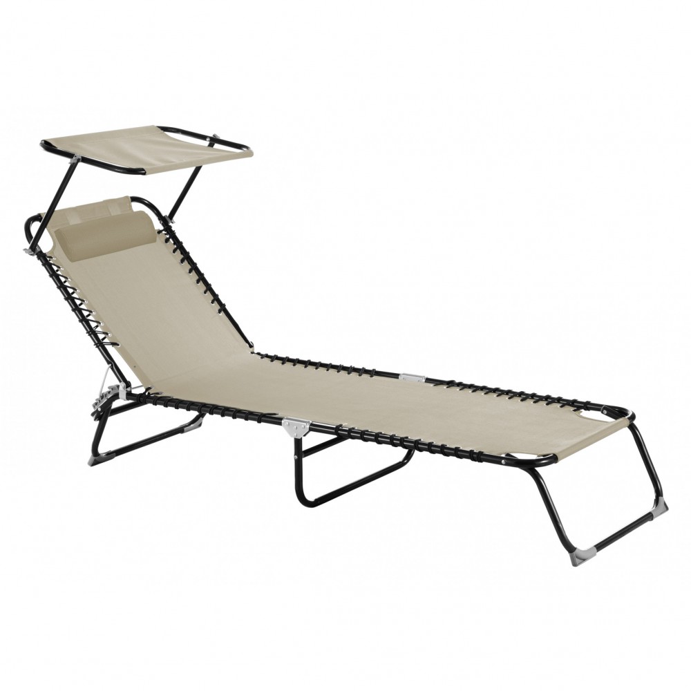 Lettino cordonato con parasole in textilene...