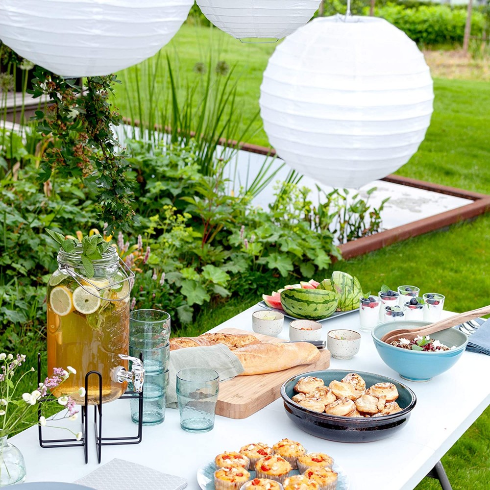 Festa giardino tavolo pieghevole tavolo con maniglia di trasporto CREMA BEIGE CHIARO 183x75x74 cm 