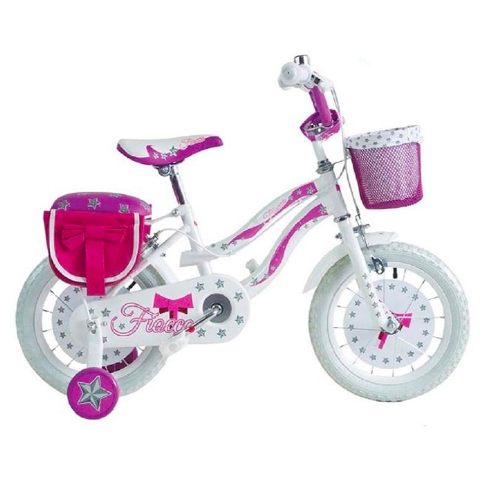 Bicicletta FIOCCO BKT taglia 14 bici per bambina età 4 - 6 anni con rotelle