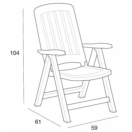 CARMEN Sedia da Giardino poltrona pieghevole in polipropilene 104x61x59cm BIANCO