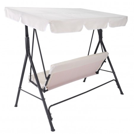 Dondolo Beige 3 Posti 349005 Struttura Acciaio 170x110x152cm Tubo 16mm