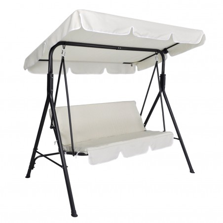 Dondolo Beige 3 Posti 349005 Struttura Acciaio 170x110x152cm Tubo 16mm