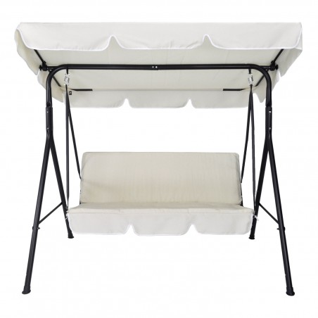 Dondolo Beige 3 Posti 349005 Struttura Acciaio 170x110x152cm Tubo 16mm