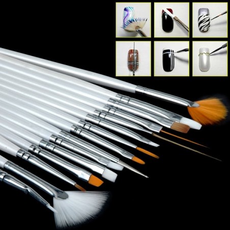 Set 15 pennelli nail art ricostruzione unghie