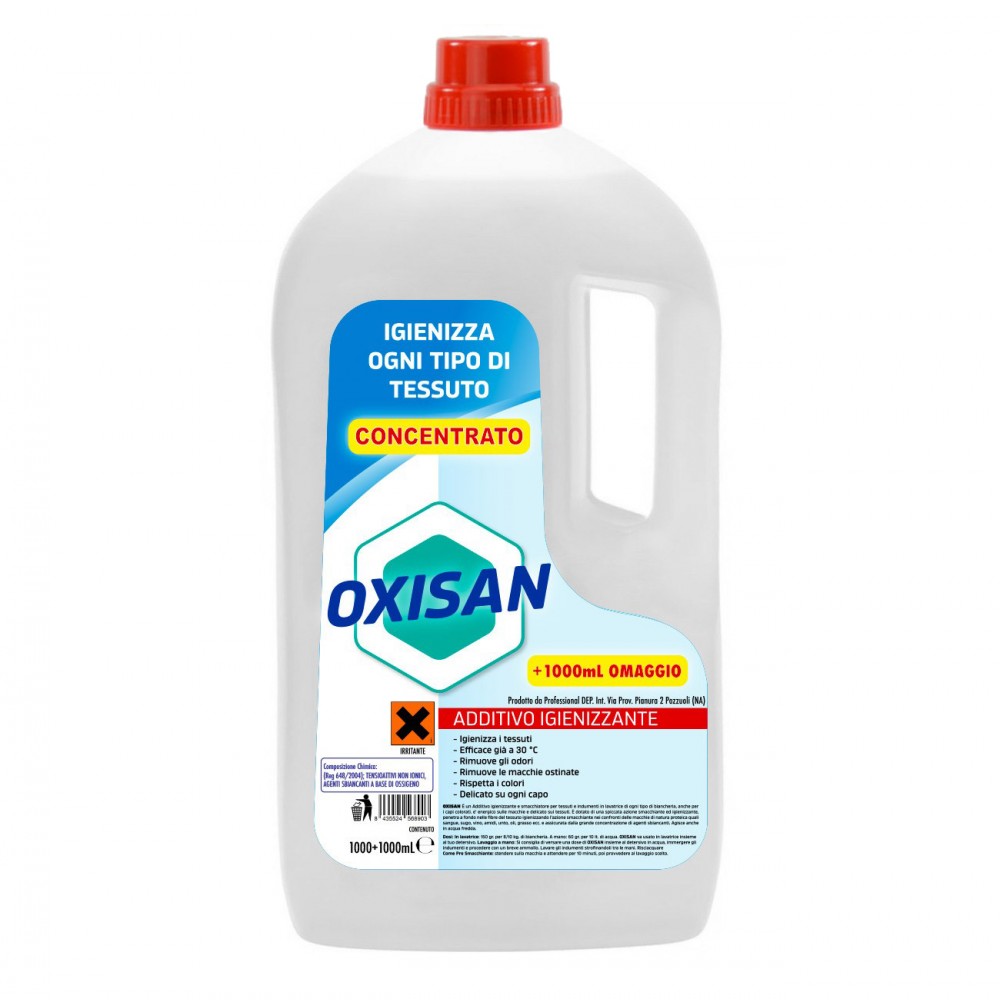 OXISAN Additivo Igienizzante tessuti smacchia e rimuove odori 1L+1L in omaggio