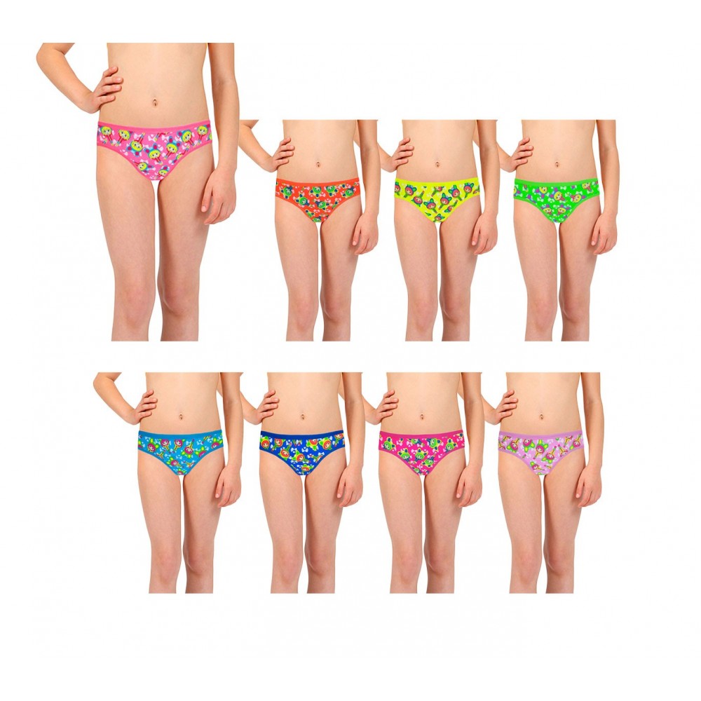 Pack di 12 slip con stampe colorate per bambine da 2 a 13 anni design vivace e allegro