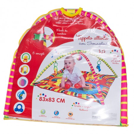 Tappeto attivita' con 5 sonaglini Tu Giochi 121418 gioco bambini 83x83 cm