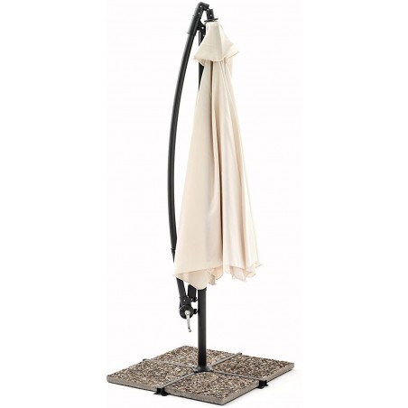 Ombrellone da Giardino Braccio Decentrato con Manovella Telo Ecrù Tondo 3x2mt