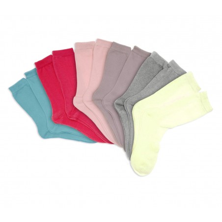 Pack di 3 - 6 - 12 calzini corti in cotone colorati per bambine in diverse taglie
