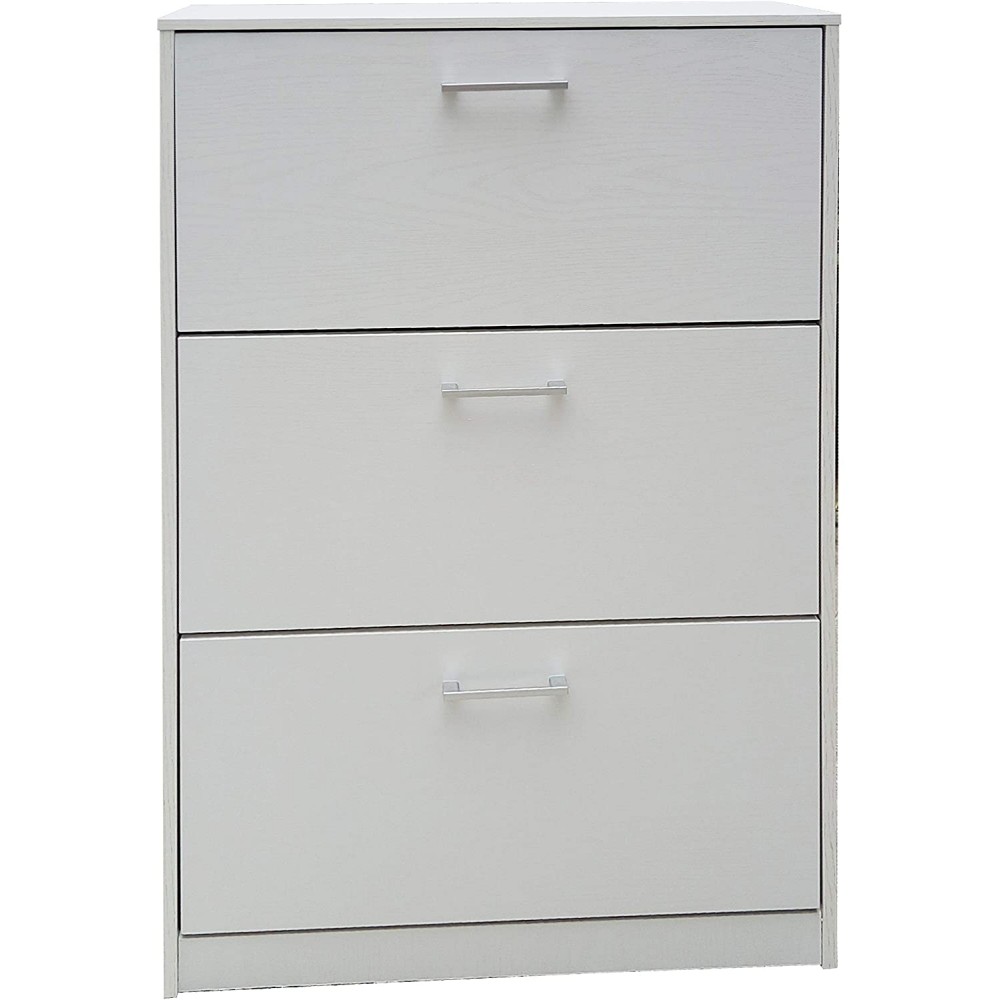 TWICE Scarpiera 3 ante a ribalta 63x24xh120 cm in legno MDF Doppia Profondita'