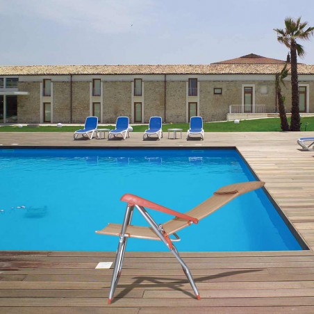 Sedia sdraio 379530 reclinabile 8 posizioni con braccioli tubo 22mm alluminio