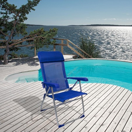 Sedia sdraio 379530 reclinabile 8 posizioni con braccioli tubo 22mm alluminio