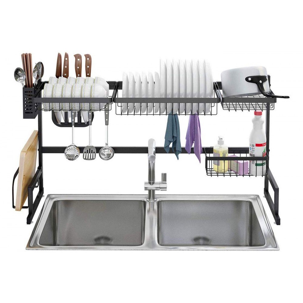 Scolapiatti Retrattile Da Cucina In Acciaio Inox ASEANAO, Regolabile Sopra Lavello, Piccolo 30x22.5 Cm