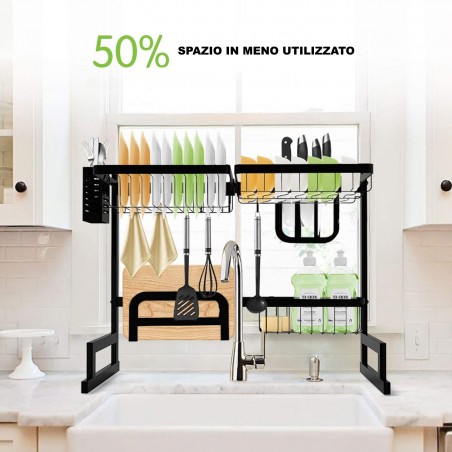 Emay Scolapiatti 92x45h cm acciaio 013005 da sopra lavandino lavello stoviglie