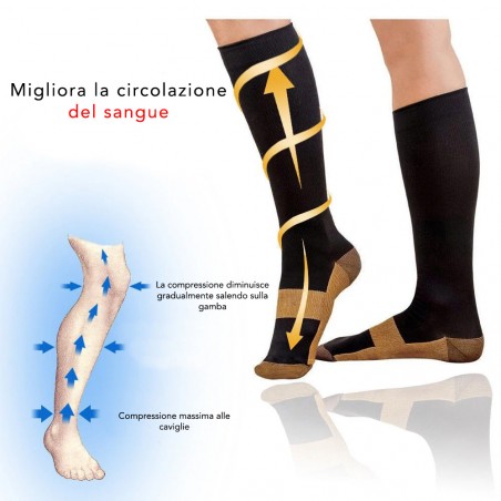 Calzini defaticanti con rame cotone 160207 effetti benefici rilassa la gamba