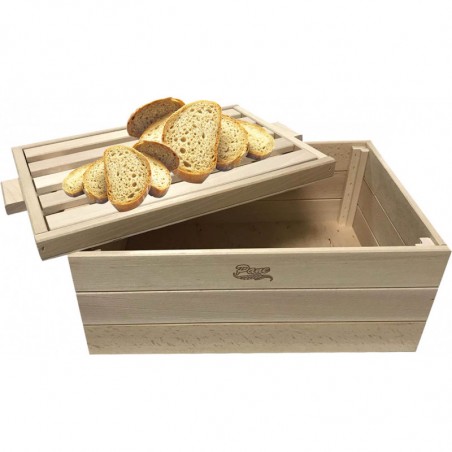 Porta pane 2 in 1 in legno faggio art 112 con tagliere incluso 36 x 26 x 15,5 cm