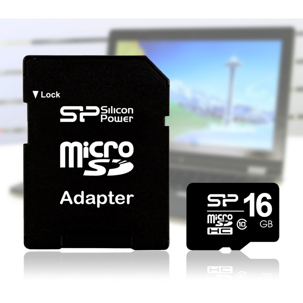 Scheda di memoria SILICON POWER microsd card 16 GB con adattatore SD di tipo SDHC Classe 4