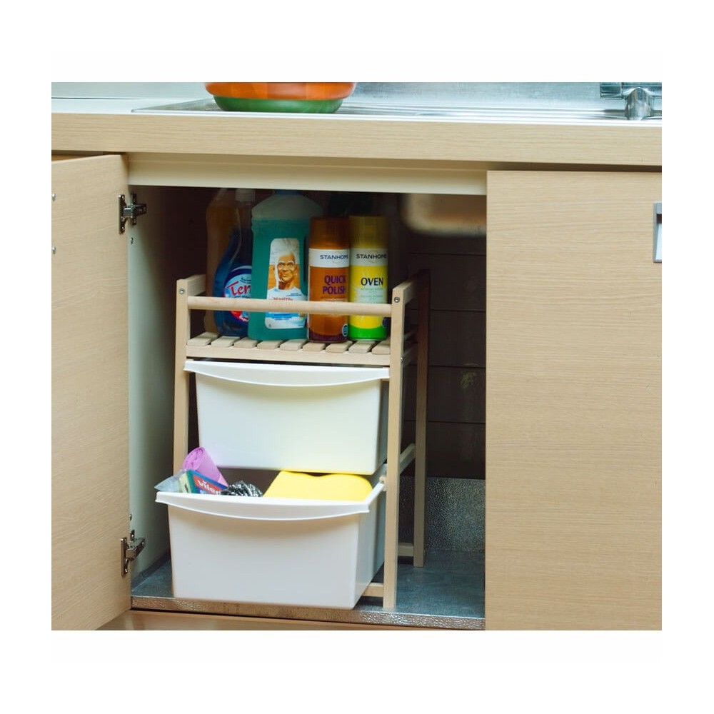 Cassettiera salvaspazio sottolavello in legno 2...