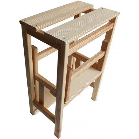 Sgabello scala ripieghevole art 264 ribalta in legno 3 gradini 37 x 23 x h60 cm