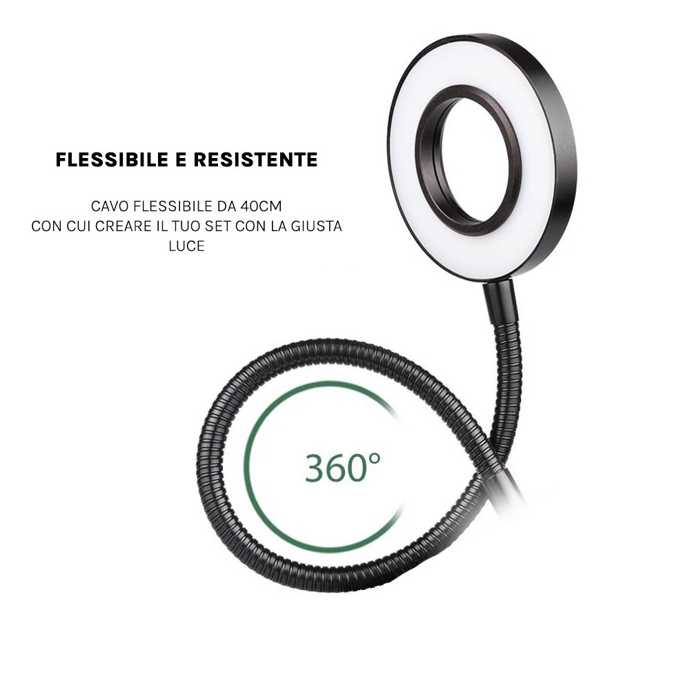 Set selfie 2 in 1 porta telefono e lampada...