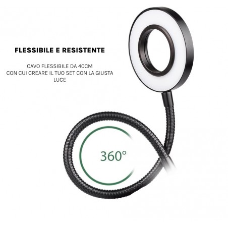 Set selfie 2 in 1 porta telefono e lampada 187103 da tavolo regolazione luce