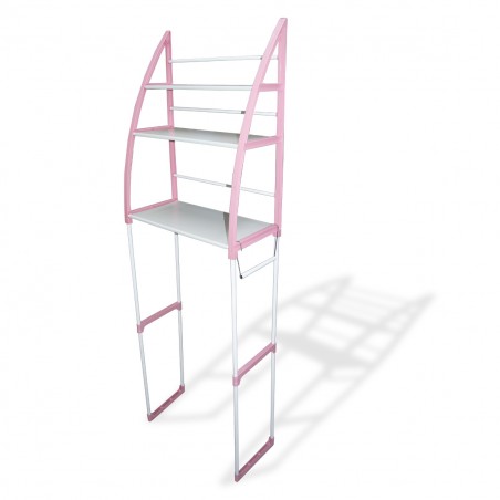 Scaffale da bagno 3 mensole 48x23x153h cm 360047 bianco e rosa wc