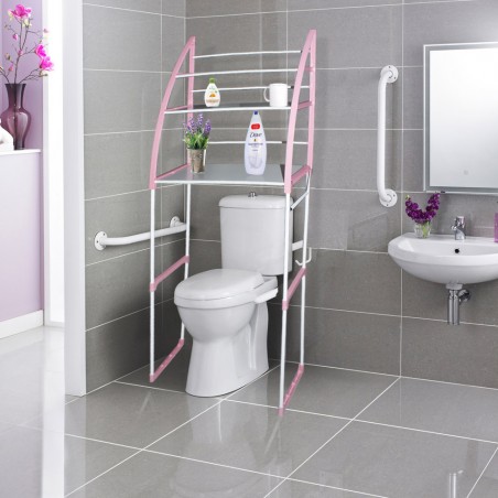 Scaffale da bagno 3 mensole 48x23x153h cm 360047 bianco e rosa wc