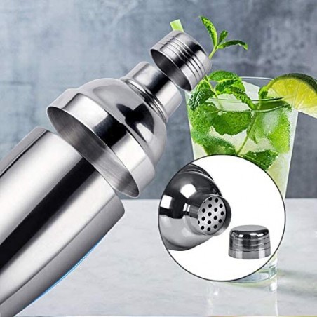 Kit 12 + 1 pezzi da Barman TMX12 con Base di legno e Guida per cocktail acciaio