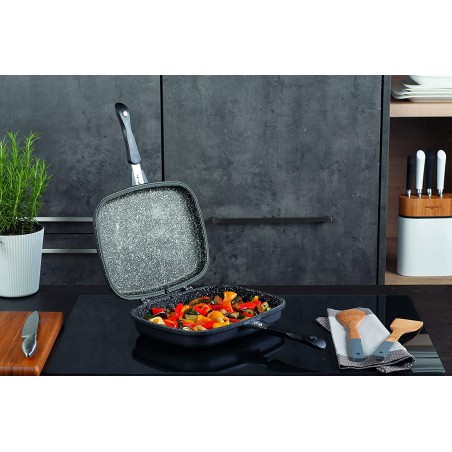 DGBAVARIA Bistecchiera doppia 256004 piastra antiaderente NERO 32 cm