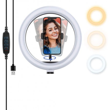 Lampada ad anello luce led 30 cm faro selfie con treppiedi 187141 potenziometro