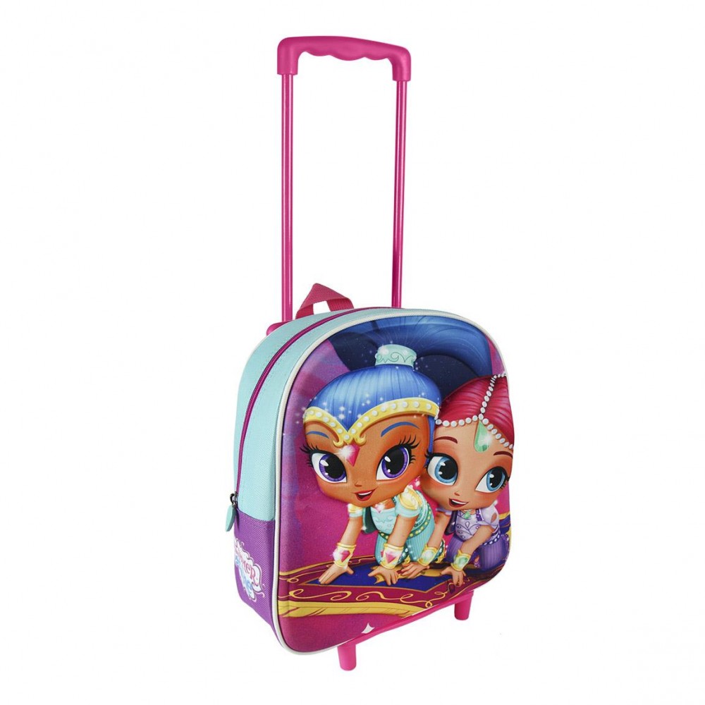 Mini trolley 3D scuola tempo libero 21-1955 shimmer and shine rosa 25x33x10 cm