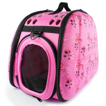 Trasportino pieghevole con tracolla cani gatti e roditori piccola taglia da viaggio 40x28x33 cm 