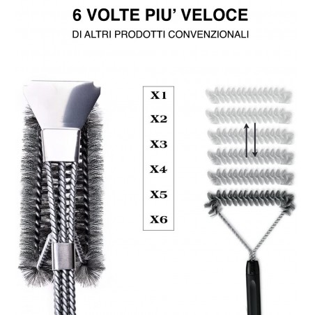 Spazzola per barbecue 16948 con fibre in acciaio inossidabile resistente