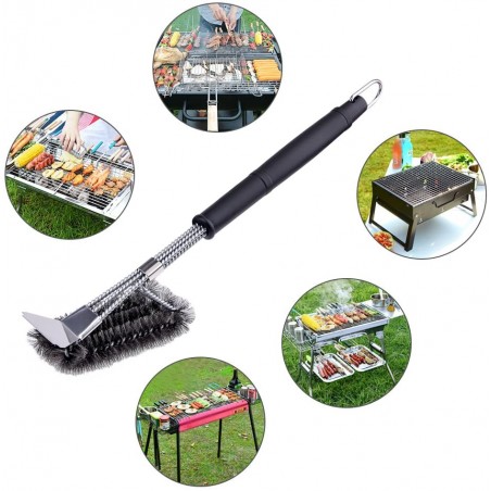 Spazzola per barbecue 16948 con fibre in acciaio inossidabile resistente