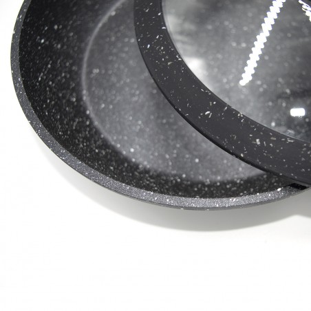 DGBAVARIA set 6 pz padelle e coperchi 120001 NERO induzione in pietra 20-24-28cm