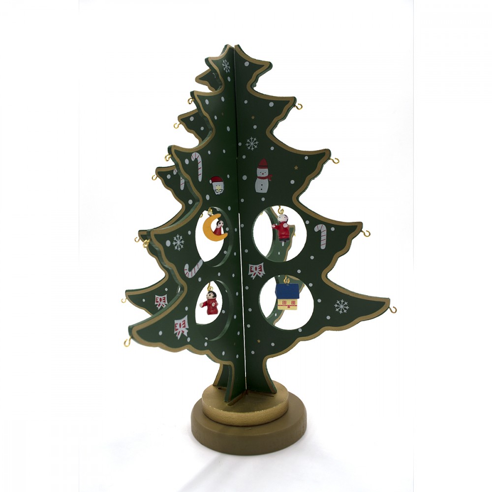 Addobbo natalizio 743535 albero di natale 29 cm con 20 accessori base in legno