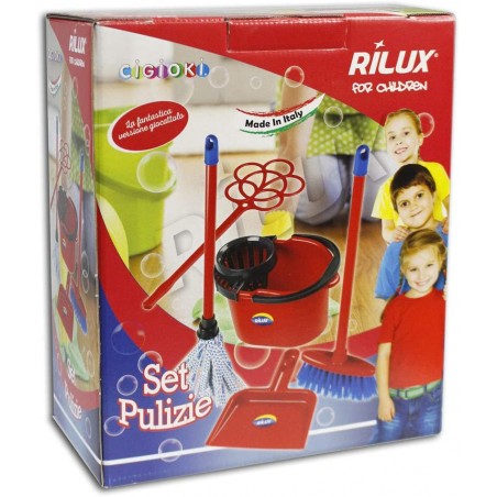 Trolley pulizie RILUX per bambini 414378 secchio mocio scopa battipanni paletta
