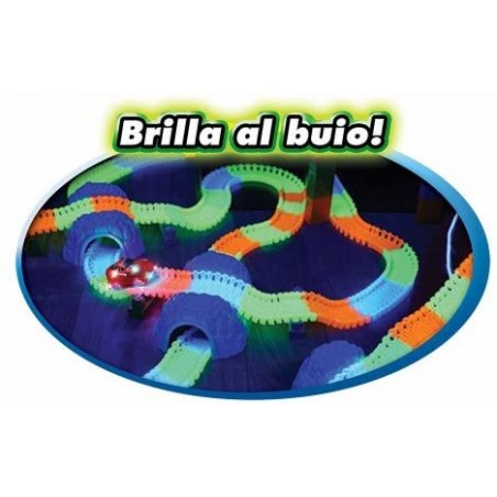 Glow Track Magic piasta fluorescente 120 pz 498903 con salite ascensore e auto