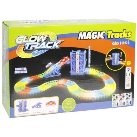 Glow Track Magic piasta fluorescente 120 pz 498903 con salite ascensore e auto
