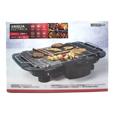 Dictrolux Griglia elettrica 892904 potenza 2000W 39x22 cm 5 livelli temperatura