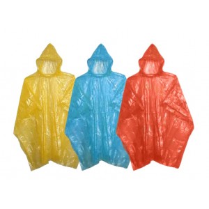Pack di 3 impermeabili monouso con cappuccio universali e unisex poncho in polietilene leggero e colorato 