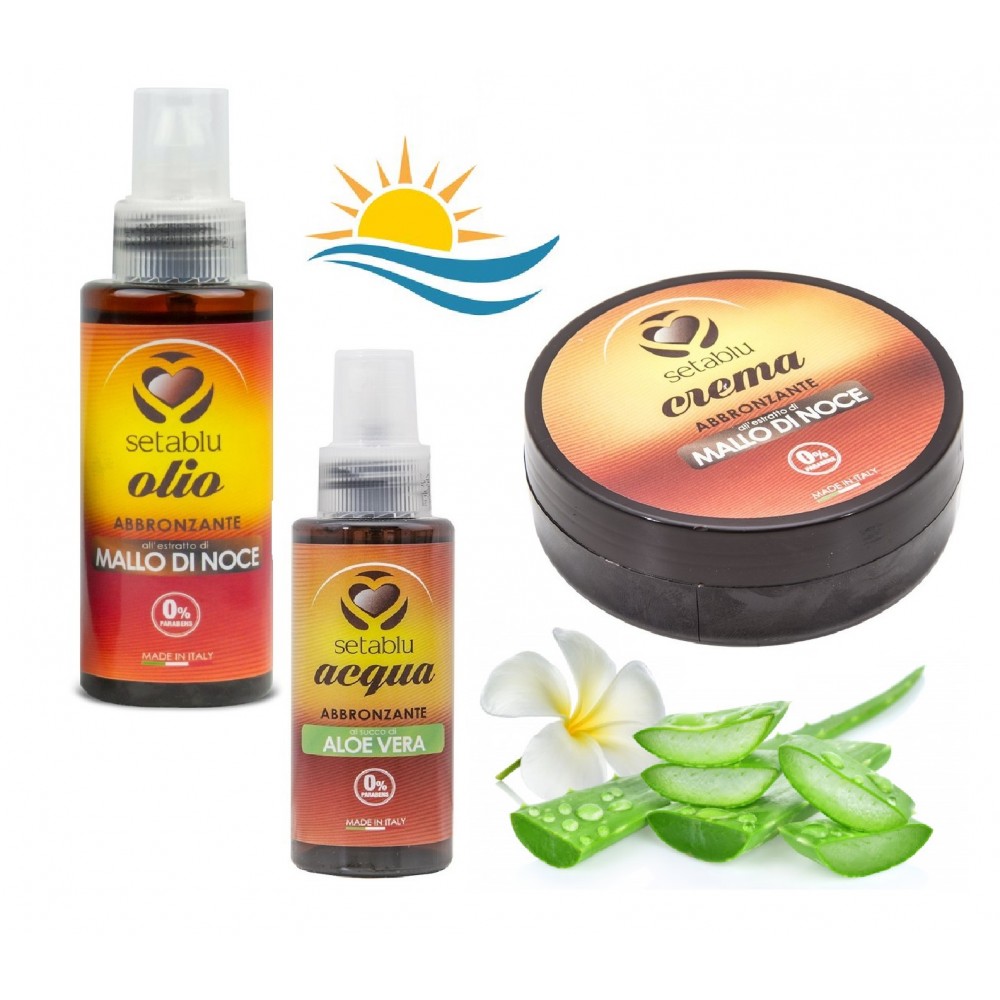 SET 3 pz SETABLU Creme ed oli abbronzanti al mallo di Noce e ad aloe vera 100gr