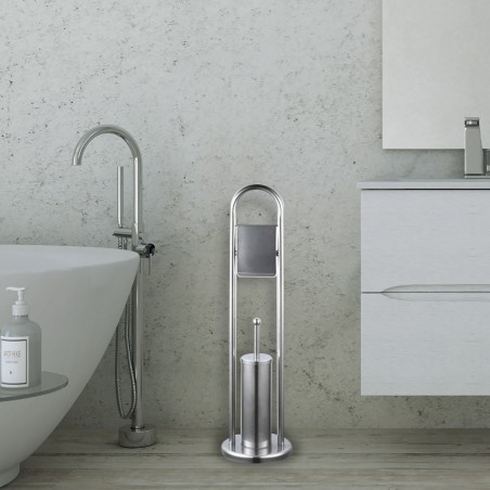 Felicia Porta rotolo - Porta scopino bagno 136002 da 22 x 81 cm ARGENTO