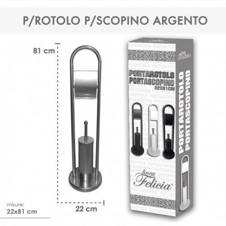 Felicia Porta rotolo - Porta scopino bagno 136002 da 22 x 81 cm ARGENTO