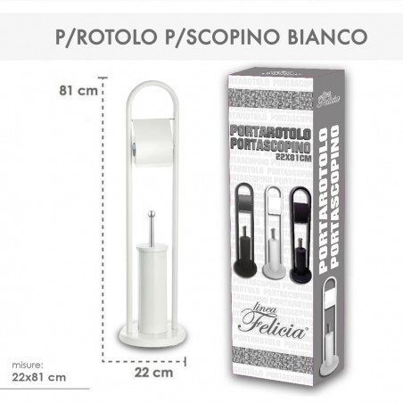 Felicia Porta rotolo - Porta scopino bagno 136008 da 22 x 81 cm BIANCO