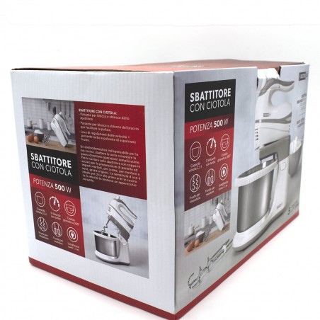 DictroLux Sbattitore 585606 con Ciotola 2,5 lt Potenza 500 W turbo 5 velocità