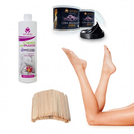 Kit Setablu cera depilatoria nera, spatole stendicera e cera post depilatoria