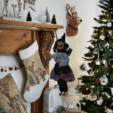 Befana decorazione 535260 con occhi che si illuminano e suoni 50 x 10 cm