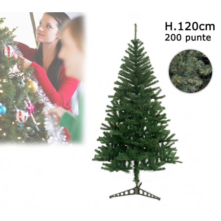 Albero di Natale artificiale 120 cm con 200 punte rami folti e foglie realistiche