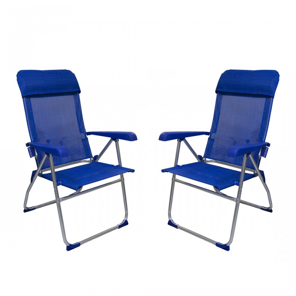 Coppia Sedie sdraio 379530 reclinabile 8 posizioni tubo 22mm alluminio BLU